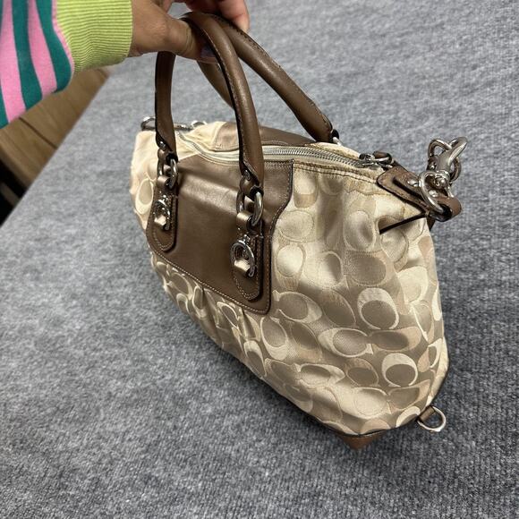 Coach Ashley Signature Satchel Handbag Purse Khaki Brown Colorway Casual Work - Picture 6 of 14